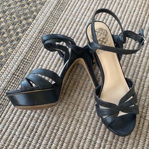 Vince Camino Platform Black Heeled Sandals size 5.5 M 35.5